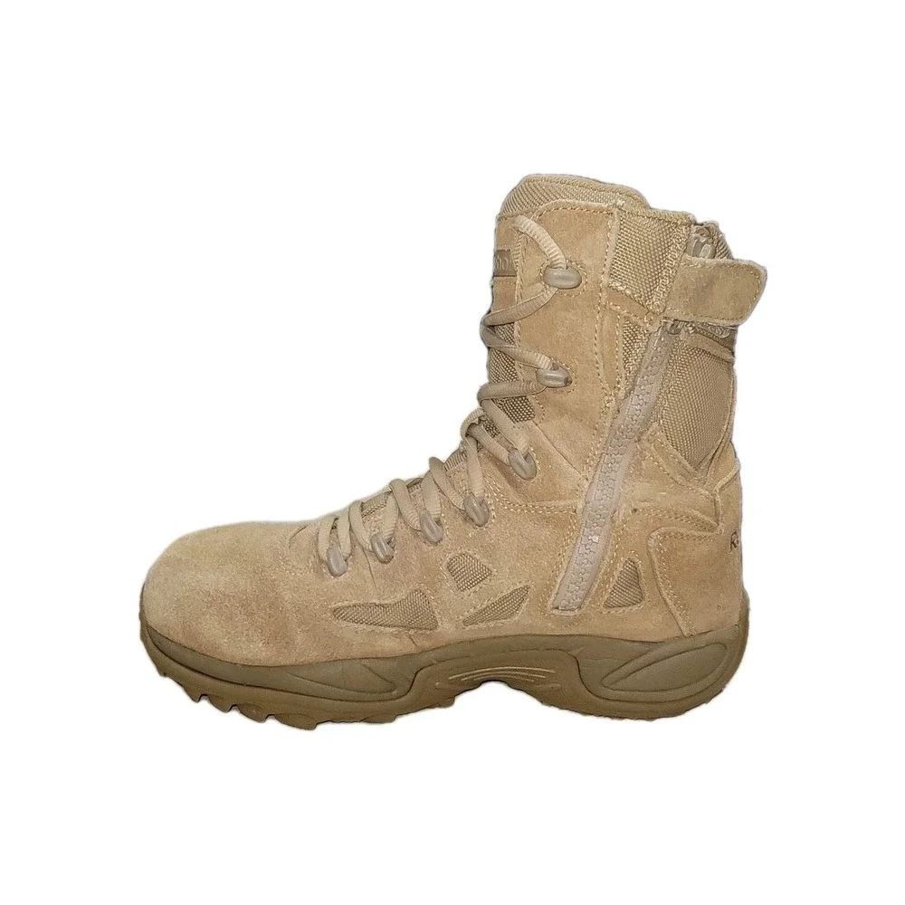 Reebok Rapid Response RB8850‎ Men's 9 M Composite Toe Side Zip Work Boots Coyote